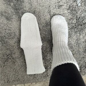 Cozy White Knit Socks